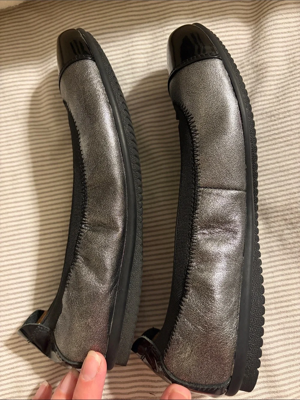 Josef Seibel Pippa Ballet Flats - silver and Black - Size 39